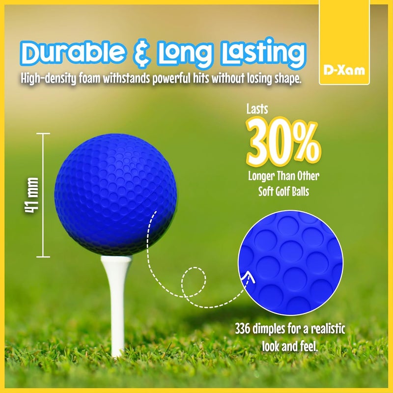 Dexam Foam Golf Balls Bulk Practice Golf Ball Soft Multicolor, Yellow, White or Orange | Long Lasting & Realistic Feel | Limited Flight Use Indoors Outdoors Backyard Training - Image 3
